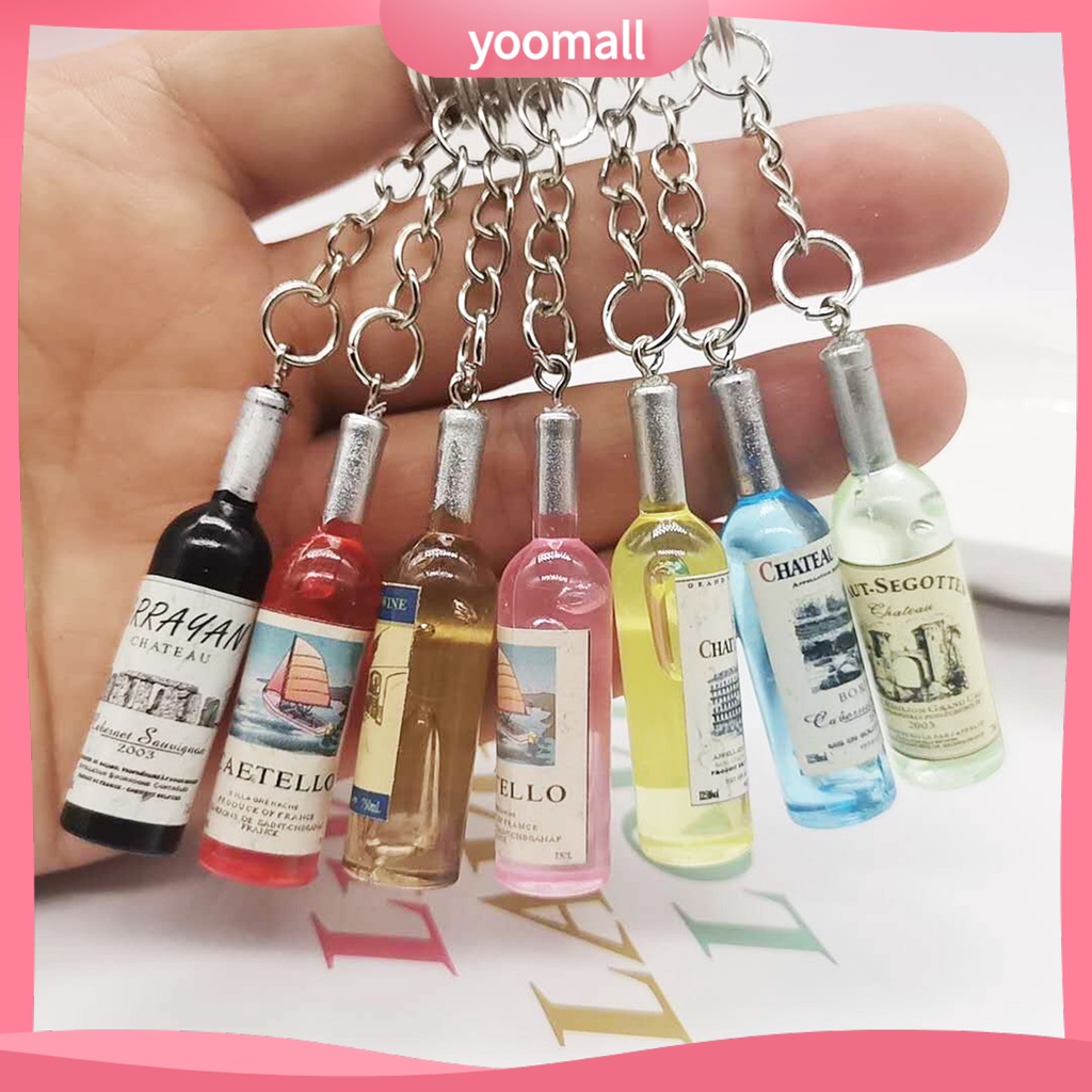 Set 2 Móc Khóa Hình Bình Rượu Vang Nhồi Bông Dễ Thương