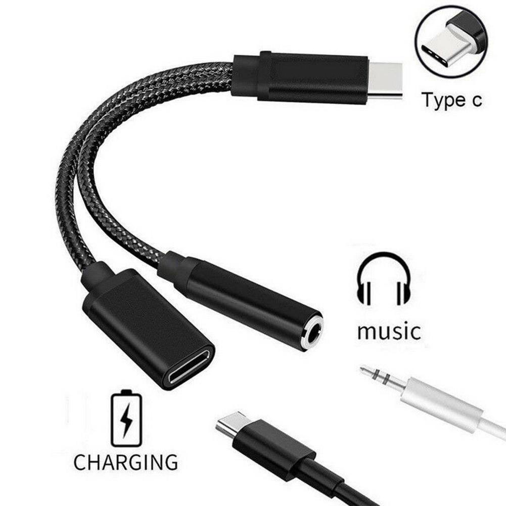 |P00312991|-Bộ sạc 2 trong 1-Type-C sang Tai nghe USB C Jack cắm âm thanh-Bộ chuyển đổi đầu nối cáp cho Mobile SD