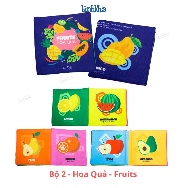 Bộ 4 Cuốn Sách Vải Cỡ Nhỏ Cho Trẻ Sơ Sinh 0-2 Tuổi - Mini Cloth Touch and See - Lalala Baby