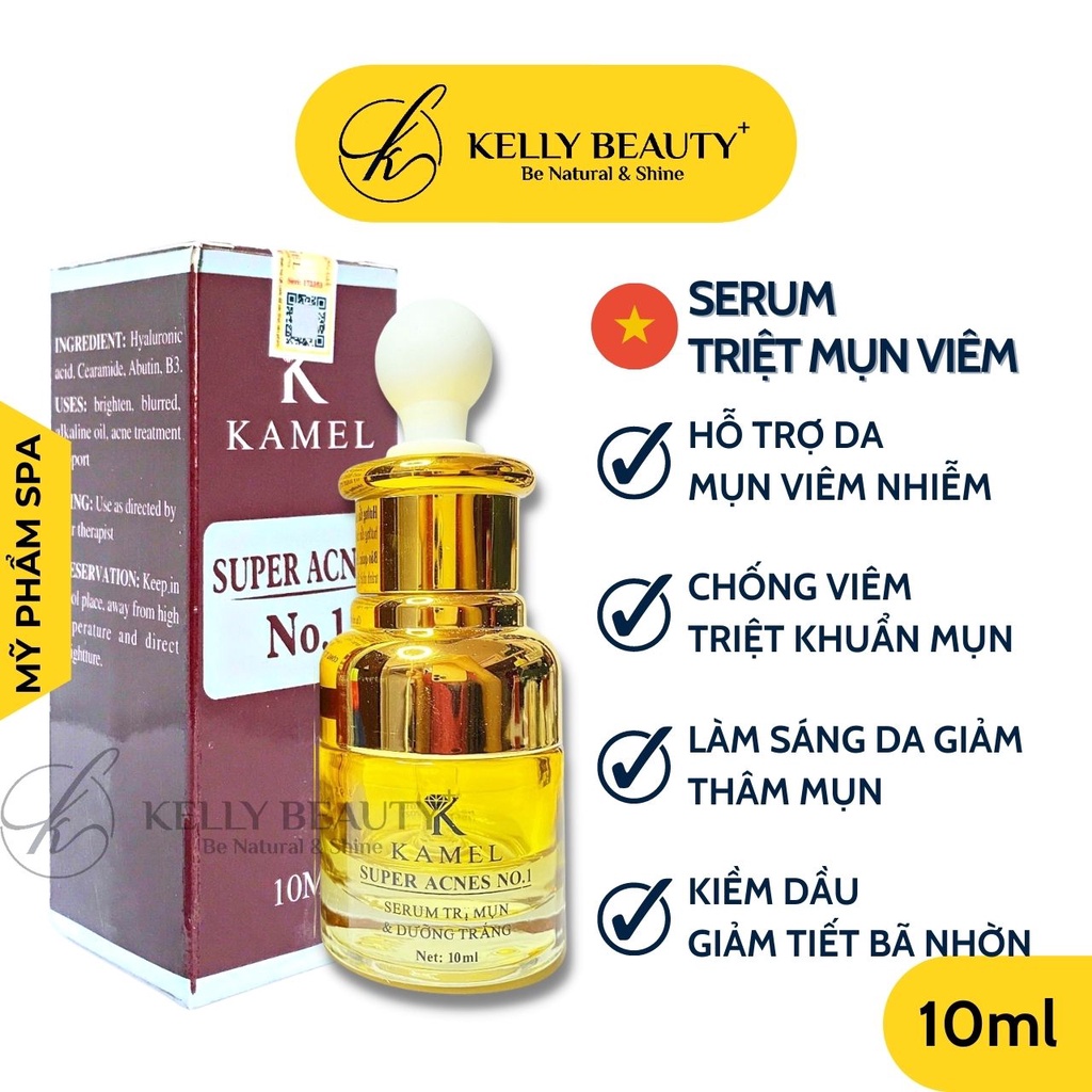 Serum Mụn Viêm Super Acnes No1 KARMEL 10ml – Giải Quyết Mụn Viêm, Kiềm Dầu, Mờ Thâm | Kelly Beauty