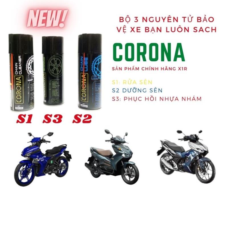 ✅ Bộ 3 Bảo Dưỡng Nhựa Nhám, Dưỡng Sên, Rửa Sên Thương Hiệu Corona - Bảo vệ Nhông Sên Dĩa ✅