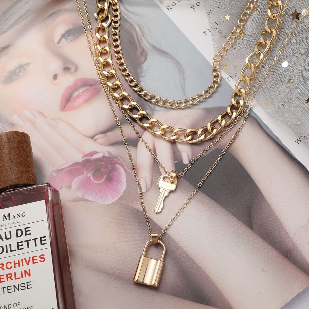 Vòng cổ Mặt Hình Ổ Khóa Chất Liệu Thép Không Gỉ