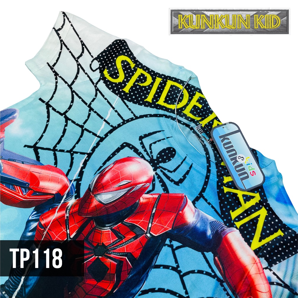 Đồ bộ tay ngắn thun lạnh Spider Wed cực ngầu cho bé trai size 10kg - 40kg từ 3-12 tuổi Kunkun Kid TP118