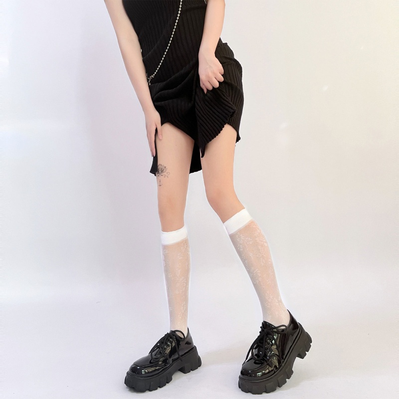 Vớ Lưới Xuyên Thấu Họa Tiết Hoa Hồng Phong Cách Lolita Pháp Thời Trang Cho Nữ