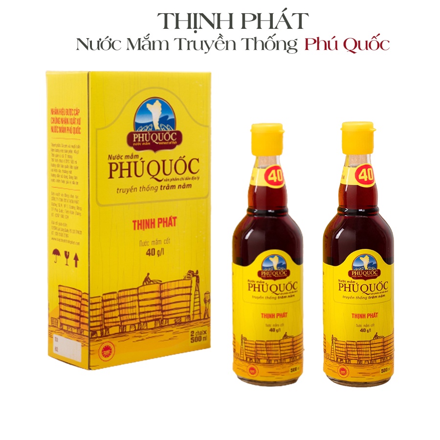 Nước mắm truyền thống Phú Quốc Thịnh Phát hộp 2 chai Hồng Ngọc 500ml 40 độ đạm