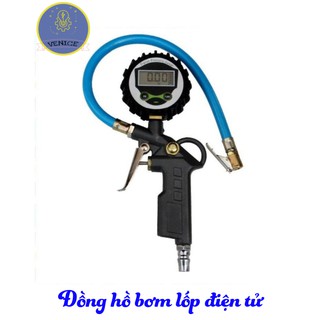 Đồng hồ bơm lốp xe có màn hình đồng hồ điện tử đo áp suất lốp VENICE - Bảo hành 6 tháng