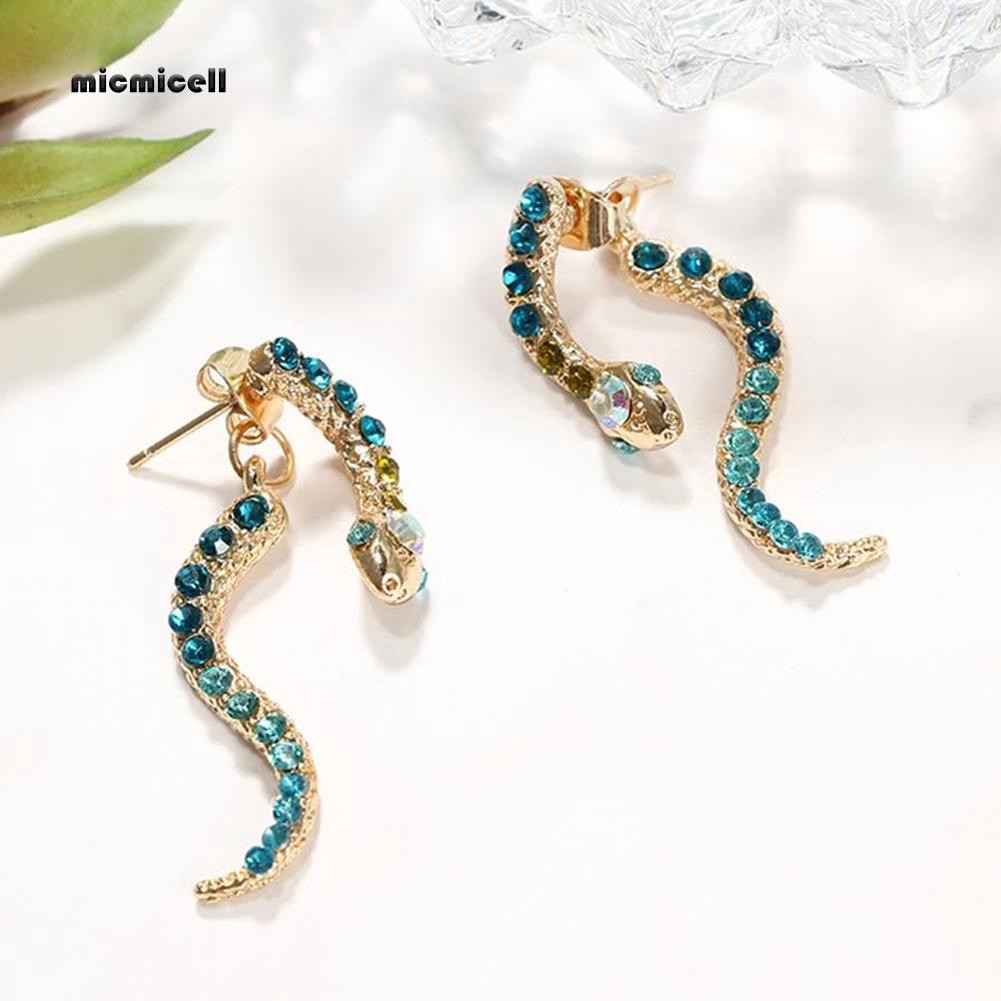 Bông Tai Hình Rắn Gắn Đá Thời Trang Vintage Cho Nữ