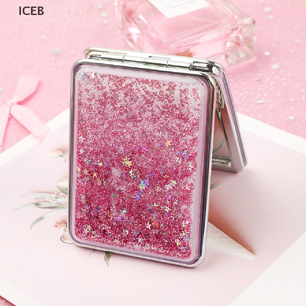 Ic Gương Trang Điểm Hai Mặt Gấp Lại Được Nhỏ Gọn Với Cát Chảy Lấp Lánh my