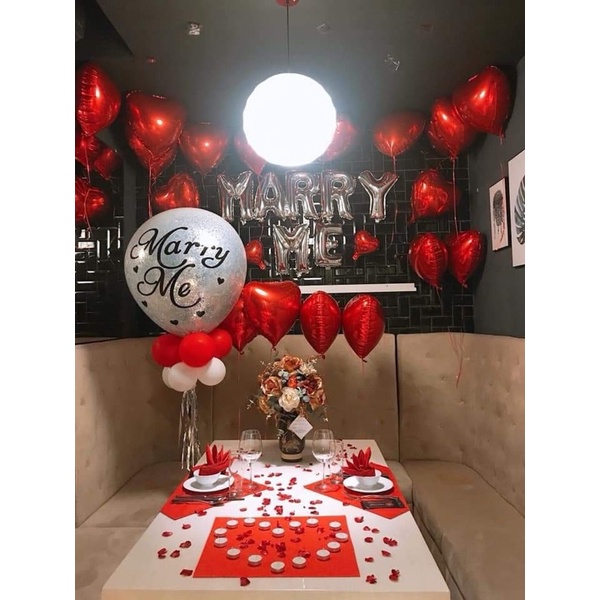 Set Bóng Trang Trí Tỏ Tình, Cầu Hôn, MARRY ME Siêu Lãng Mạn