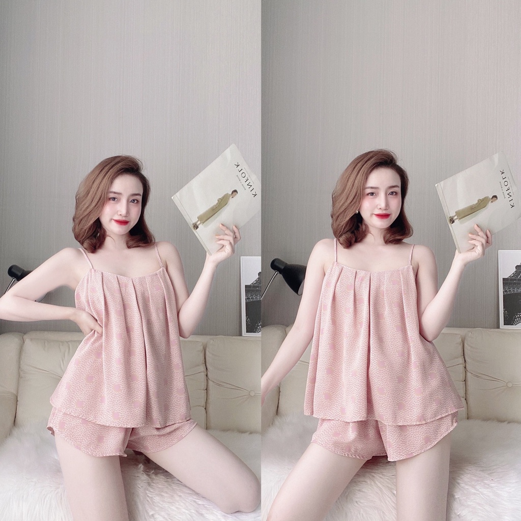 Đồ Ngủ Sexy Nữ, Đồ Ngủ Bigsize Bộ Mango Xếp Ly Freesize Dưới 75Kg