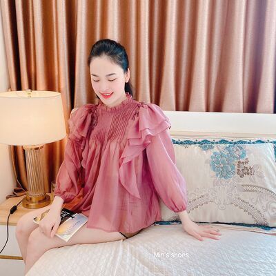 Min's Shoes - Áo Sơ Mi Nữ Thiết Kế Bèo Vai Áo 426