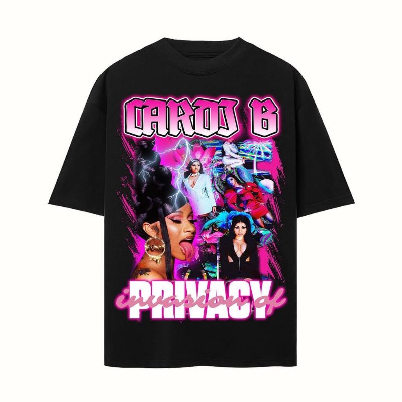 Áo thun  CAROS B PRIVACY in hình nsnd Cardi B tay lỡ form rộng nam nữ chất cotton LEVENT STORE