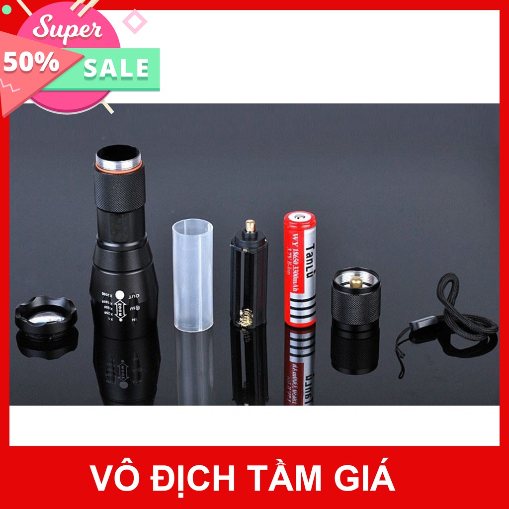 Đèn pin siêu sáng T6 gồm Pin + sạc + hộp rẻ như bán sỉ 100% mua ngay giảm giá 50% cho khách hàng