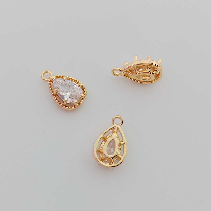 Mặt Vòng cổ 14k Hình Giọt Nước Đính Đá Zircon 10*6mm