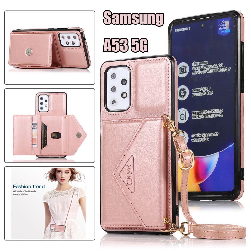 Ốp Điện Thoại Chống Sốc Có Ngăn Đựng Thẻ Và Dây Đeo Cho Samsung A13 5G A33 5G A53 5G A73 5G A41 M31 M11 M31S M51