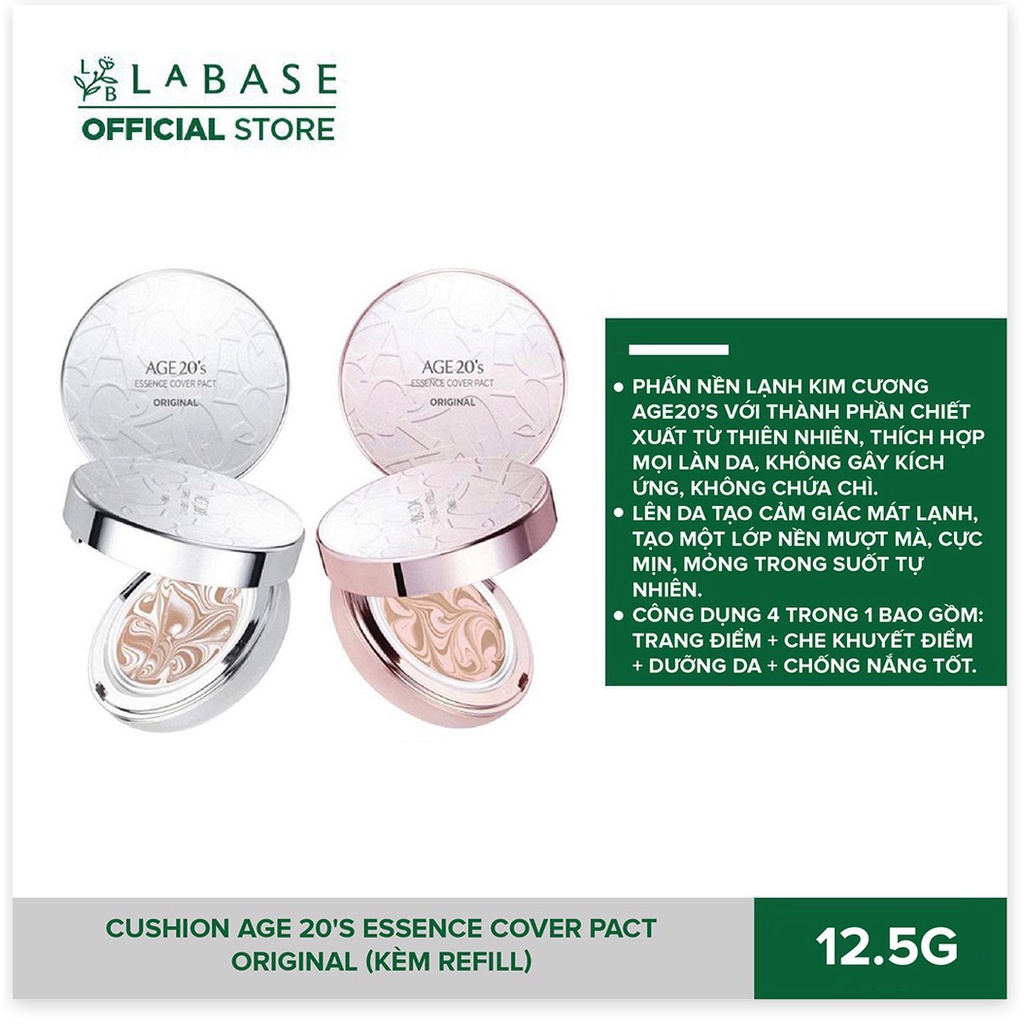 Phấn Nền Lạnh Kim Cương Age 20's Essence Cover Pact Original SPF 50+/PA+++ Diamond Edition (12.5g Kèm Refill) | BigBuy360 - bigbuy360.vn