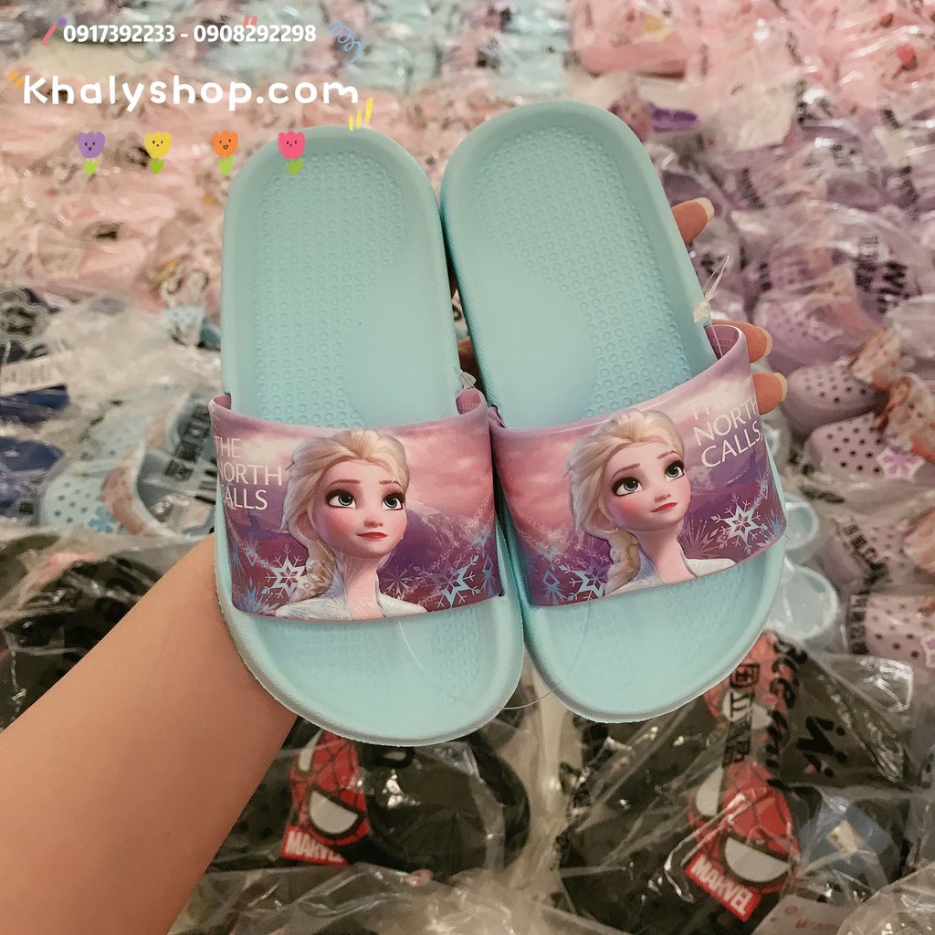 Dép quai ngang hình công chúa Anna, Elsa (Frozen 2) màu xanh có size từ (S28 đến S37) siêu hot cho trẻ em, bé gái