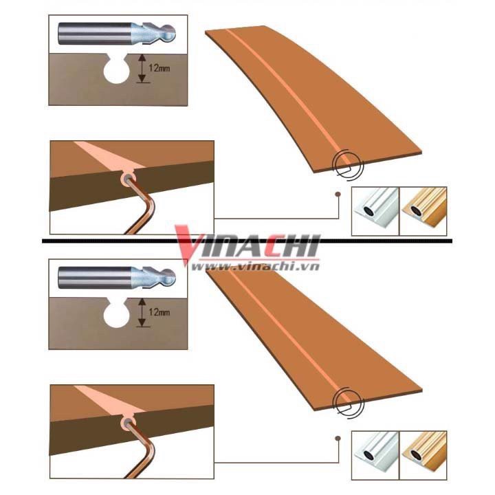 Thanh chống vênh cánh tủ vàng giúp phòng tránh sự cong vênh của cánh tủ.