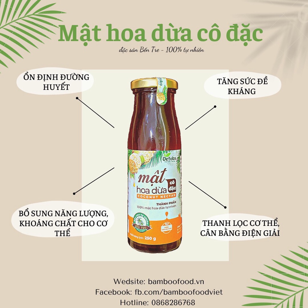 Combo 3 Mật hoa dừa BAMBOO nguyên chất, 100% từ thiên nhiên