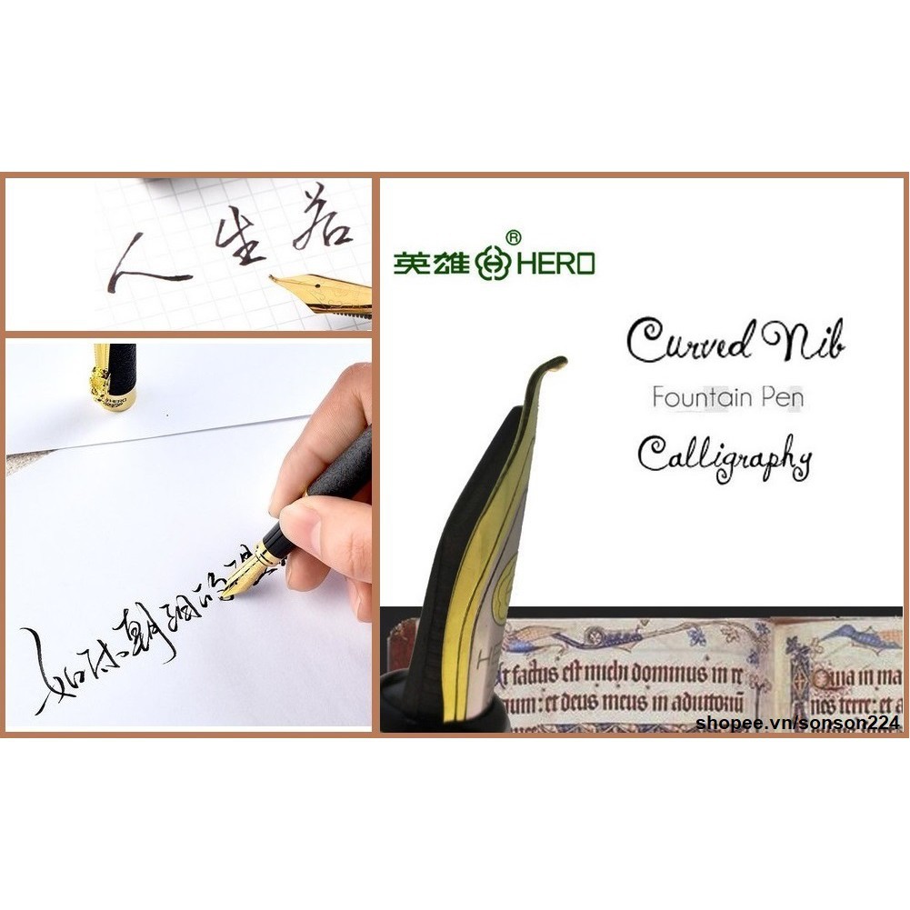 🚚 CHÍNH HÃNG - Bút Máy Hero Cao Cấp, Ký Tên, Thư Pháp, Ký Họa-Tặng 1 Ngòi Cong + 1 Ngòi Thẳng + 🚚Quà Tặng