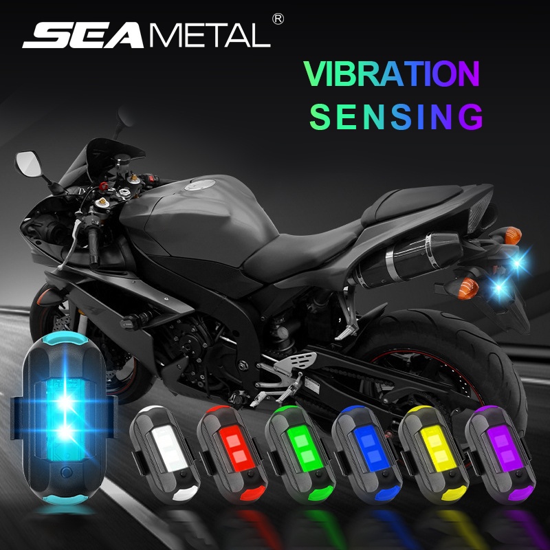 SEAMETAL Đèn Cảm Biến Rung Sạc USB Có Nam Châm Gắn Xe Máy/Xe Hơi/Xe Đạp/Máy Bay Điều Khiển Từ Tính
