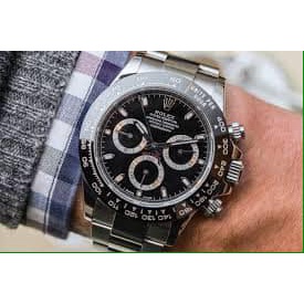 Đồng hồ Nam Rolex 6kim dây kim loại máy nhật dòng cơ Automatic size 40mm mặt đen