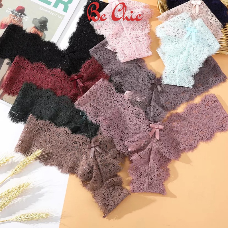 Quần Lót Nữ Ren lọt khe ren đính nơ nhỏ họa tiết điệu đà quyến rũ mã Q411 BC_CHIC LINGERIE
