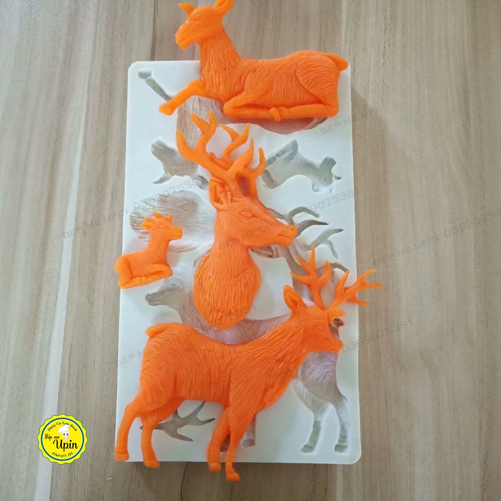 Khuôn silicon hình tuần lộc/ giáng sinh khuôn làm rau câu bánh sinh nhật