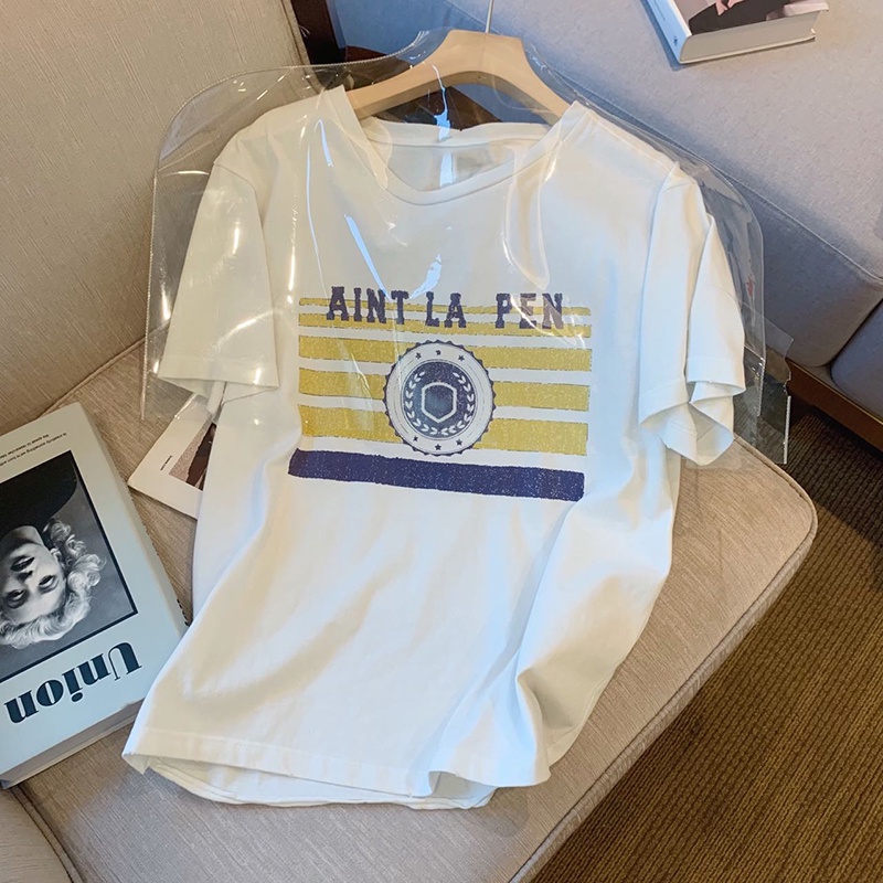 NRVP Áo thun nữ ngắn tay in chữ phong cách Hàn Quốc