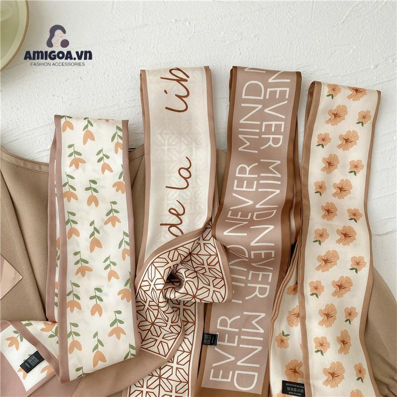 ✨✨Khăn Quàng Cổ Buộc Tóc Dài Bằng Lụa Màu Trà Sữa Màu Sắc Tươi Sáng
