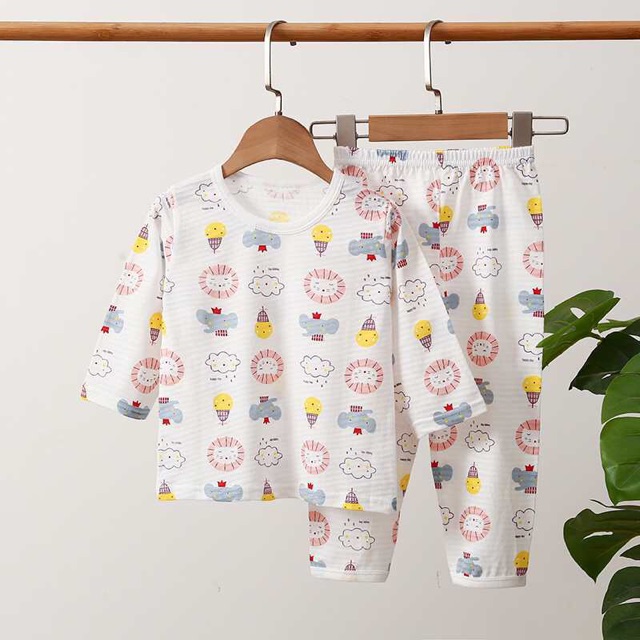 Bộ dài tay cotton sợi tre hàng quảng châu cho bé 8-23kg