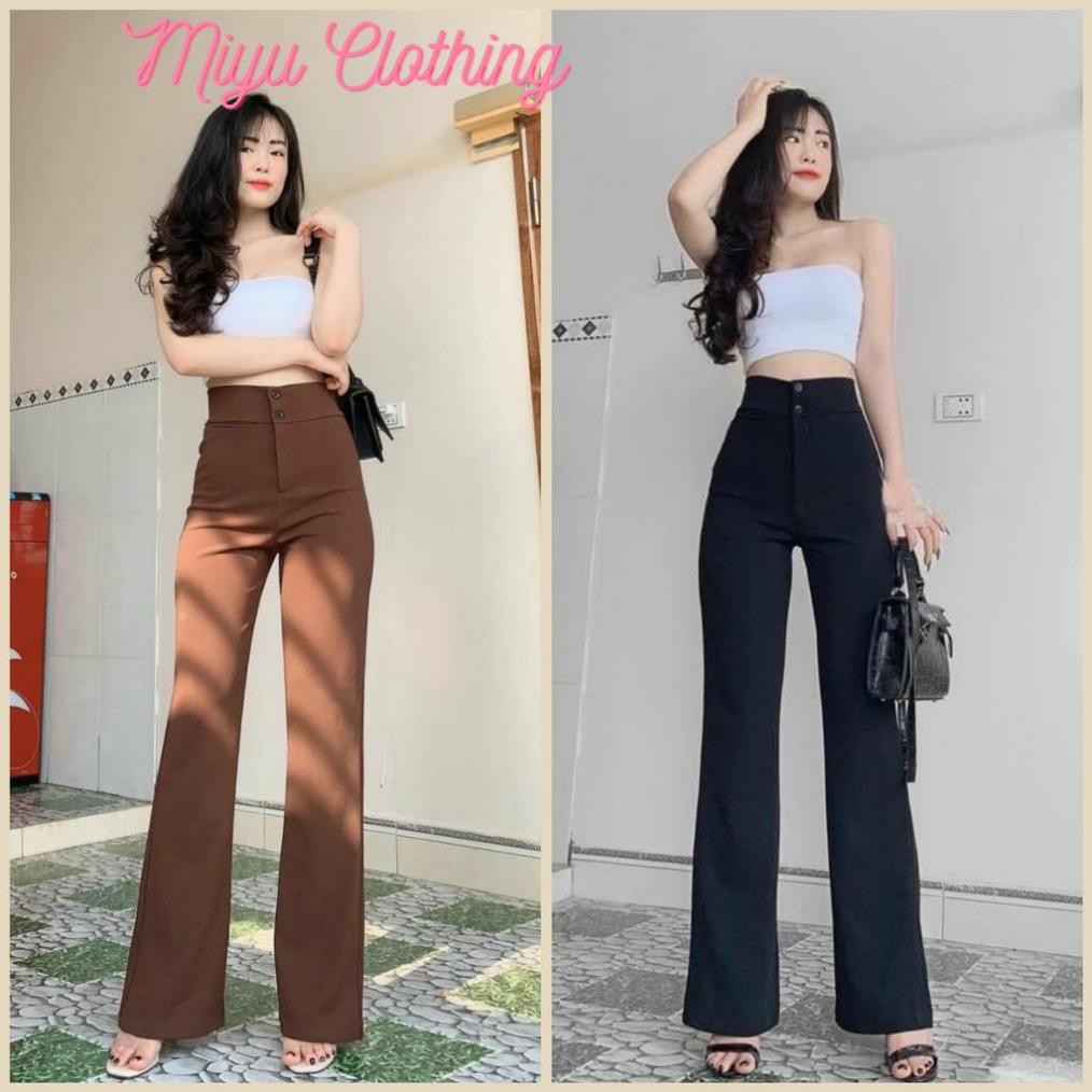 Quần ống loe Nữ cạp cao dáng dài quần legging nữ ôm ống loe nên from xinh tôn dáng chất liệu Vitex co giản MiyuClothing