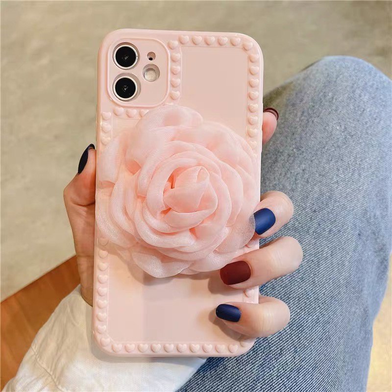 Ốp Điện Thoại Họa Tiết Bông Hoa Màu Hồng/Tím Cho Iphone7plus 13 pro max Xr X / Xs 11 Promax 1212pro