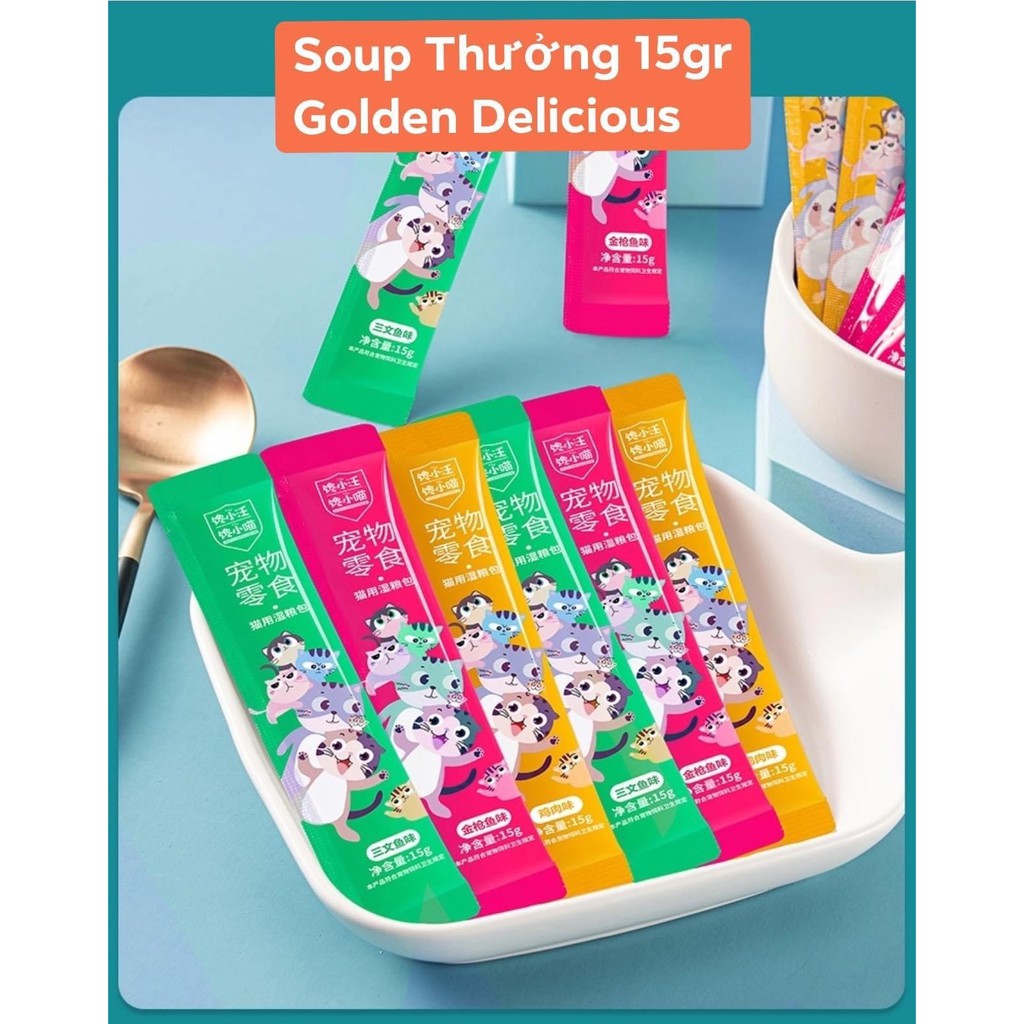 Soup Dinh Dưỡng Soup Thưởng 15Gr Cho Mèo - 3 Vị: Gà, Cá Hồi, Cá Ngừ - Thơm Ngon Mèo Nào Cũng Thích