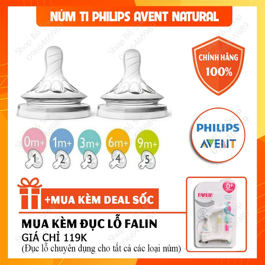 Núm Ti Philips Avent Natural Cổ Rộng Đủ Size 0-5 Cam Kết Chính Hãng