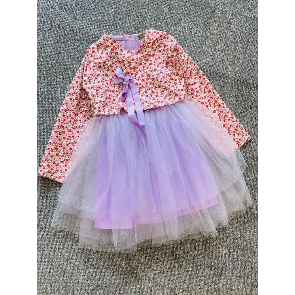Sét 2pcs váy HANBUK hoa đỏ voan tím