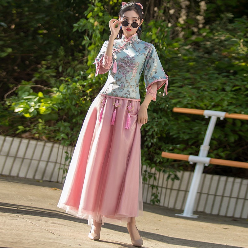 Đầm Phù Dâu Dáng Dài Phong Cách Trung Hoa Thời Trang Mới