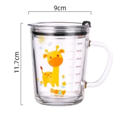 [ FREESHIP♥️]Cốc Ca Ly đong chia vạch 300ml Pha Sữa tiện dụng, Có Nắp Kèm Ống Hút.