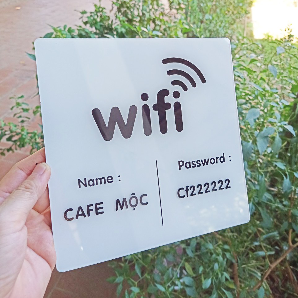 Bảng tên wifi - chất liệu mica - in tên và mật khẩu theo yêu cầu