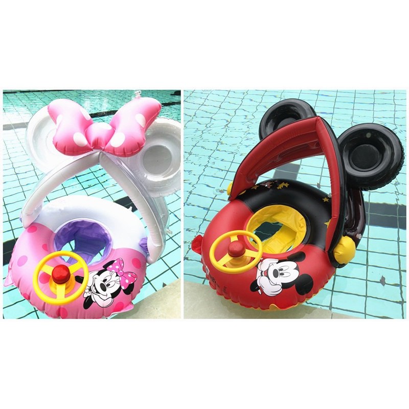 Phao bơi cho bé chống lật xỏ chân có mái hình Mickey 0-4 tuổi SAVAKIDS