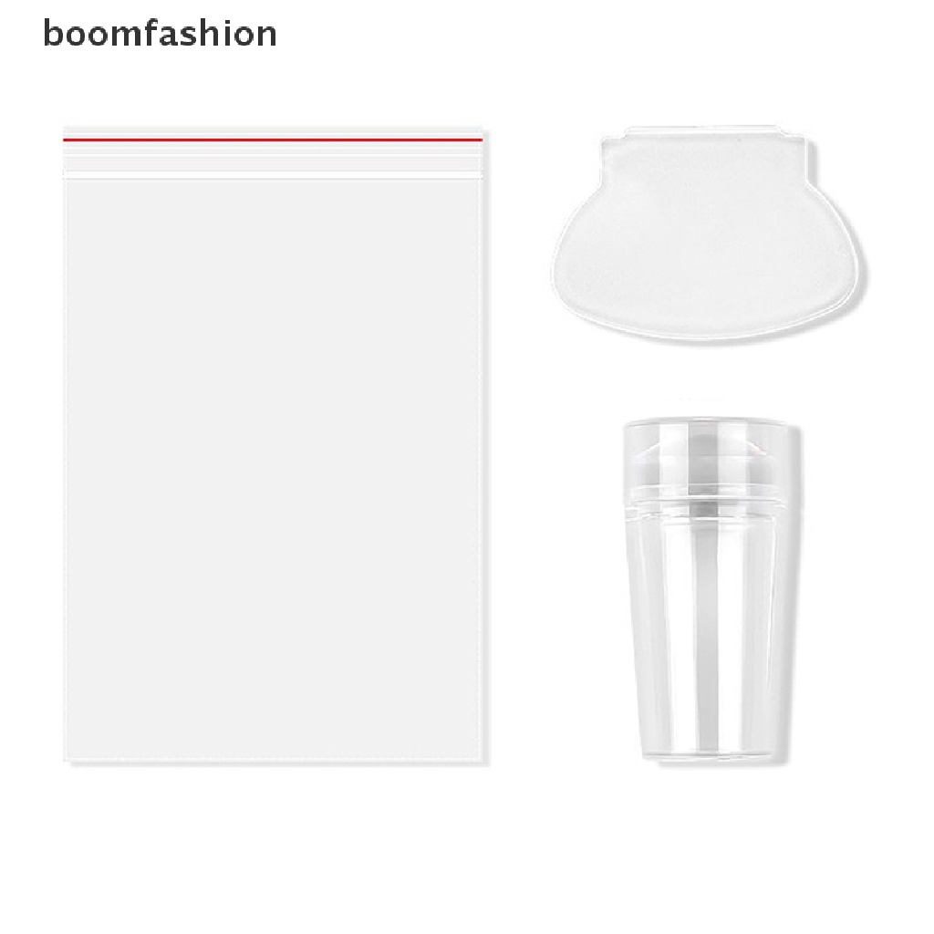 [boomfashion] Silicone Transparent Nail Art Stamping Kit Manicure Plate Stamp Polish Scraper [new]