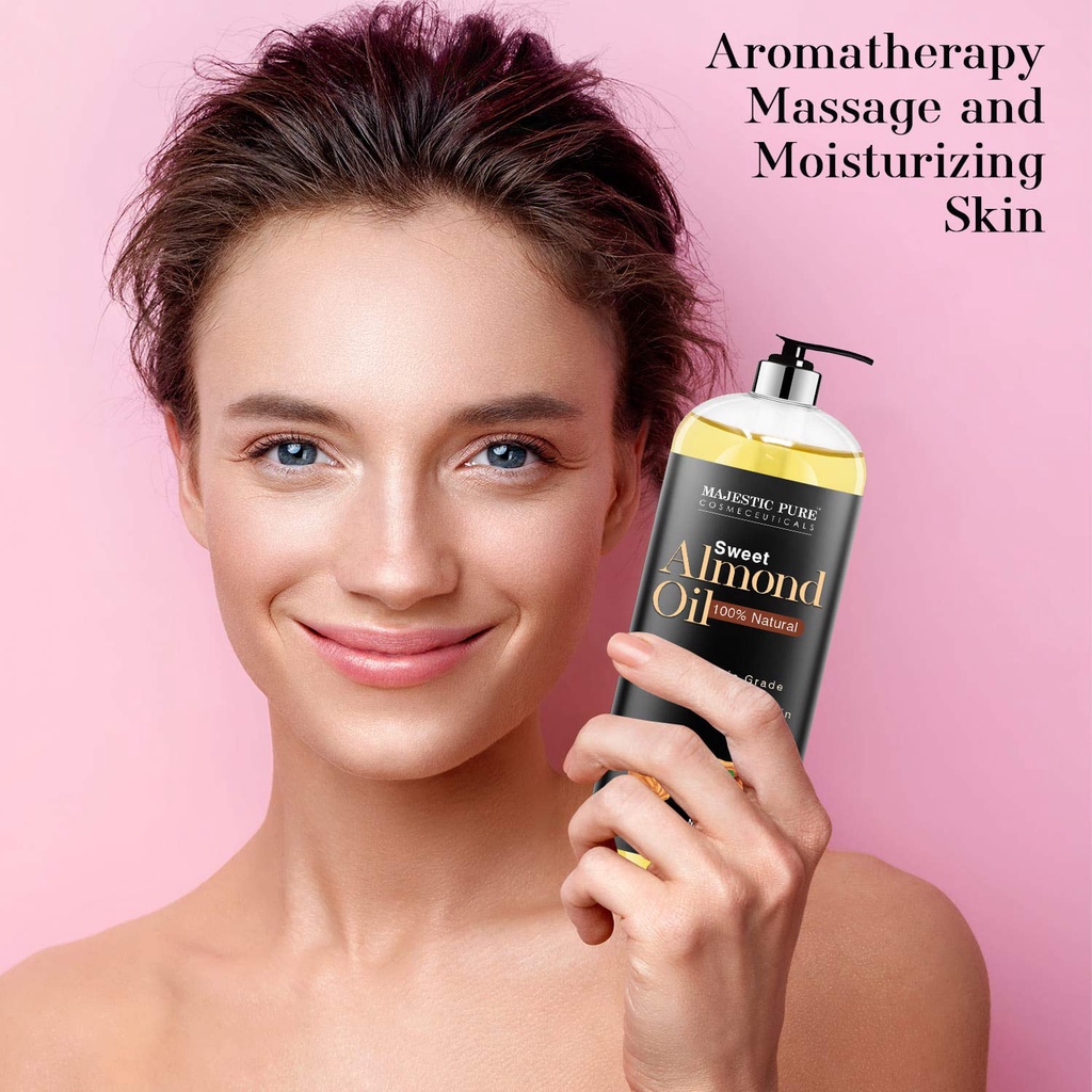 Tinh dầu massage xoa bóp Majestic Pure Almond Oil chai 473ml [Hàng Mỹ]