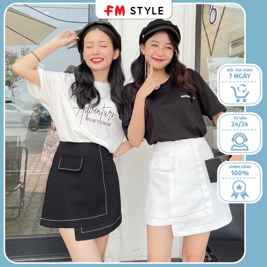 Chân váy chữ a trơn chỉ nổi chéo tà fmstyle | Chân váy công sở chữ a có lót quần trong | Fmstyle Sho
