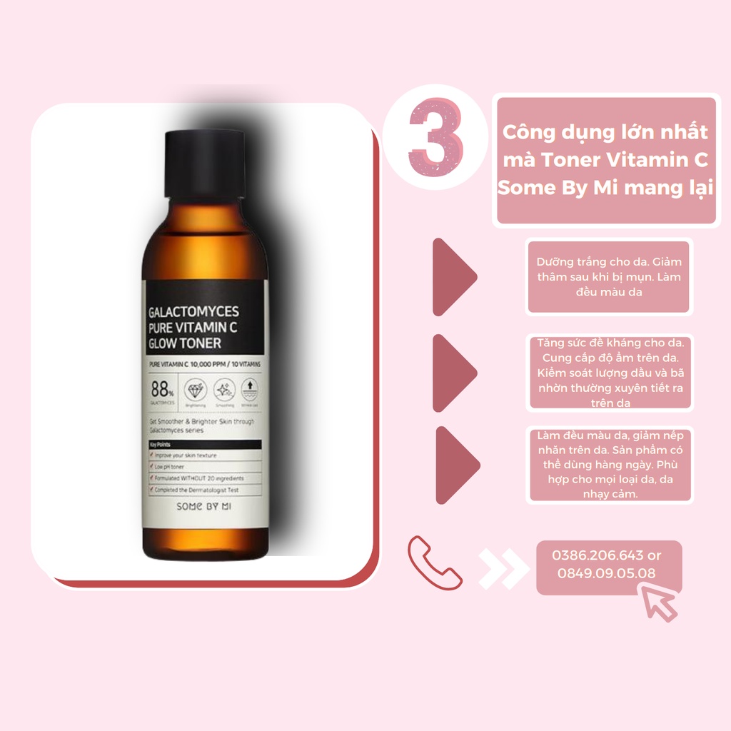 Nước Hoa Hồng Dưỡng Trắng, Chống Lão Hóa Some By Mi Galactomyces Pure Vitamin C Glow Toner 200ml TN1105