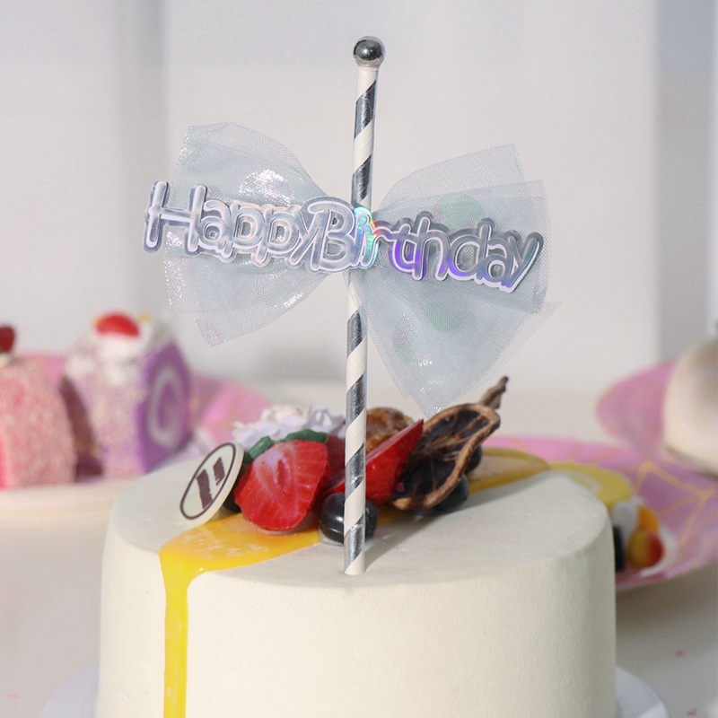 Phụ kiện trang trí bánh kem sinh nhật bằng acrylic nhiều màu