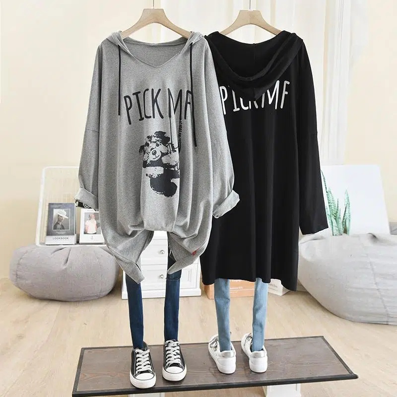Áo Nữ Tay Dài Cổ Chữ V Oversized Có Nón C9529 [50-150KG]