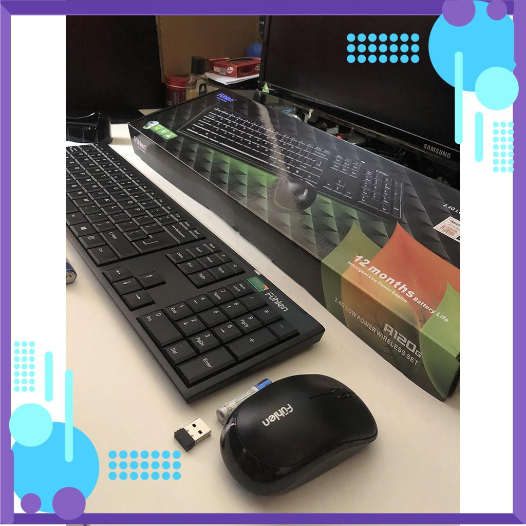 [Tặng mã 50k] Bộ bàn phím và chuột không dây Fuhlen A120G - Màu đen - Chính hãng - BH 24 tháng [Xả kho] | WebRaoVat - webraovat.net.vn