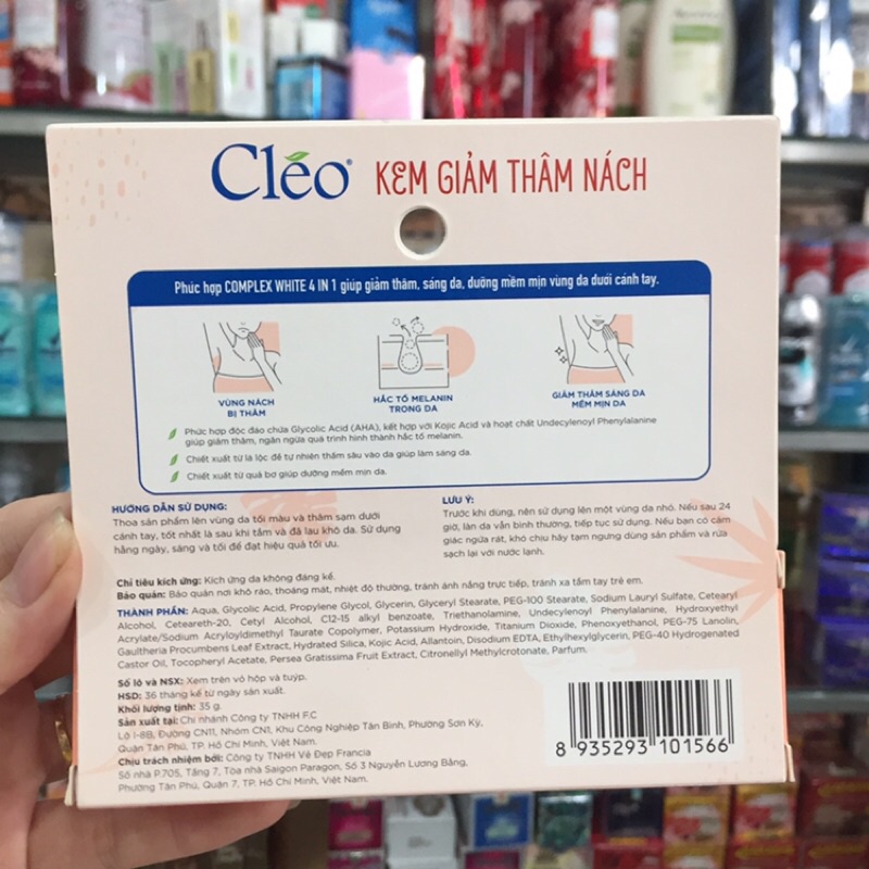 Kem Giảm Thâm Nách Giúp Sáng Da, Mềm Mại Cleo 35g