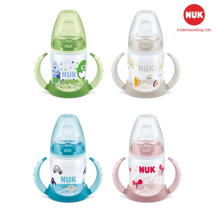 Bình tập uống NUK nhựa PP an toàn 150ml chống đổ chống rò rỉ Màu sắc: kem, hồng, xanh