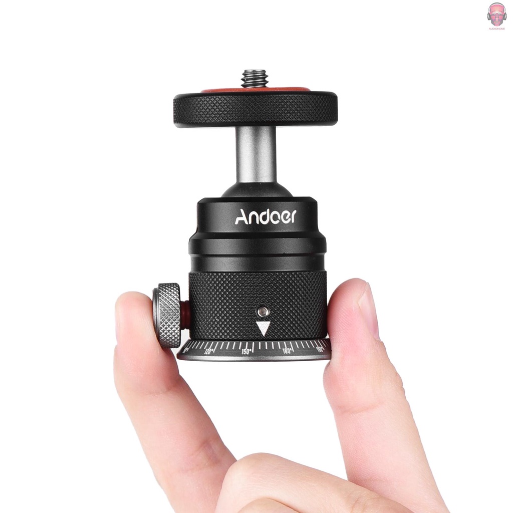 Đầu bi Andoer chất liệu hợp kim nhôm xoay 360 độ kèm đế đỡ 1 / 4 cho máy ảnh Dslr
